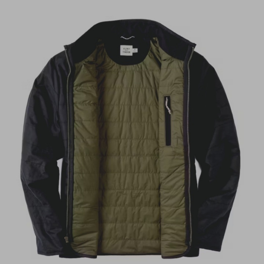 Flint and Tinder York Quilted Waxed Jacket with Zipper Dark Navy Blue Size L